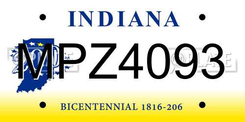 MPZ4093 Indiana License Plate