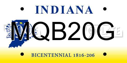 MQB20G Indiana License Plate