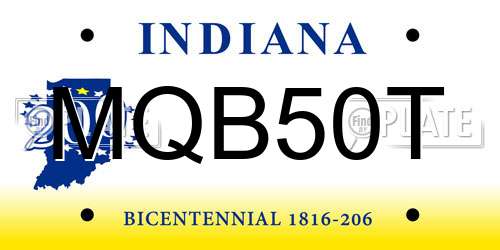MQB50T Indiana License Plate