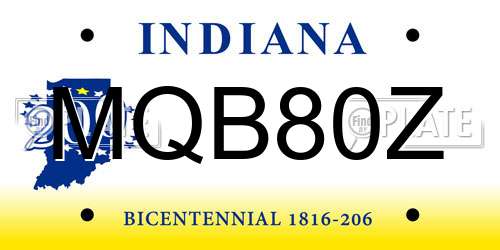 MQB80Z Indiana License Plate