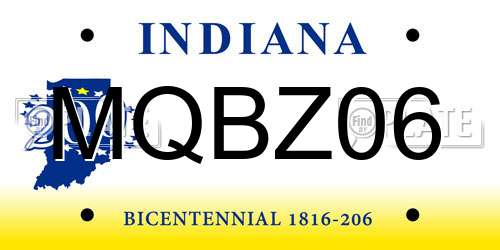 MQBZ06 Indiana License Plate