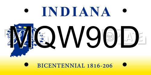MQW90D Indiana License Plate