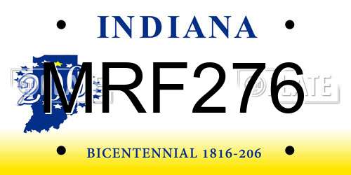 MRF276 Indiana License Plate