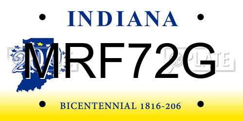 MRF72G Indiana License Plate