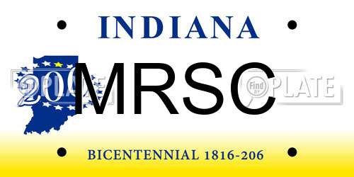 MRSC Indiana License Plate