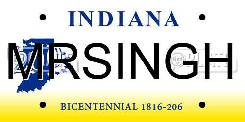 MRSINGH Indiana License Plate