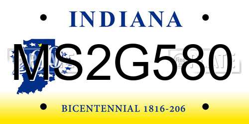 MS2G580 Indiana License Plate