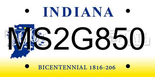 MS2G850 Indiana License Plate