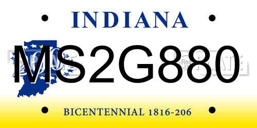 MS2G880 Indiana License Plate