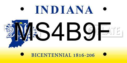 MS4B9F Indiana License Plate