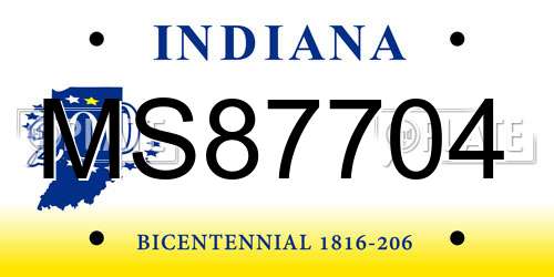 MS87704 Indiana License Plate