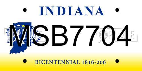 MSB7704 Indiana License Plate