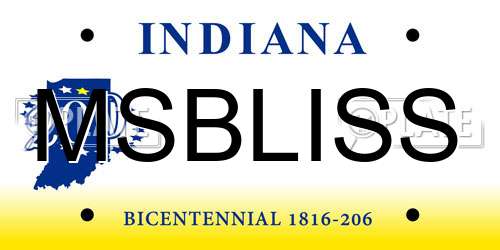 MSBLISS Indiana License Plate