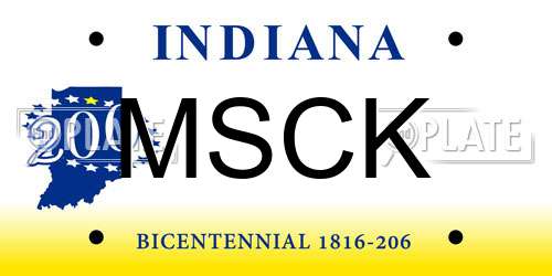 MSCK Indiana License Plate