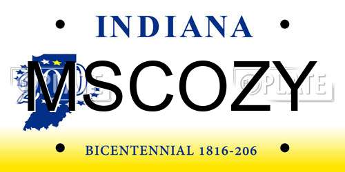 MSCOZY Indiana License Plate