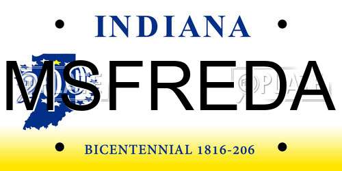 MSFREDA Indiana License Plate