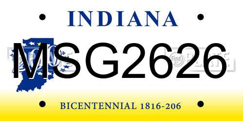 MSG2626 Indiana License Plate