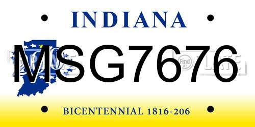 MSG7676 Indiana License Plate