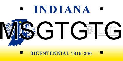 MSGTGTG Indiana License Plate