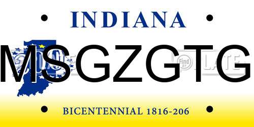 MSGZGTG Indiana License Plate