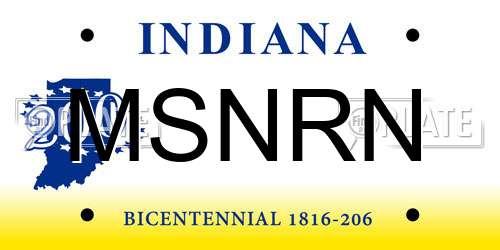 MSNRN Indiana License Plate