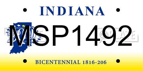 MSP1492 Indiana License Plate