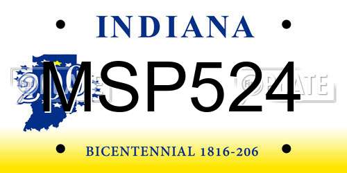 MSP524 Indiana License Plate