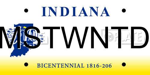 MSTWNTD Indiana License Plate