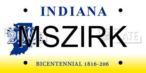 MSZIRK Indiana License Plate
