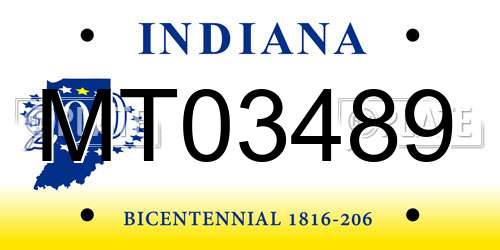 MT03489 Indiana License Plate