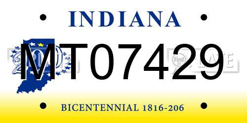 MT07429 Indiana License Plate