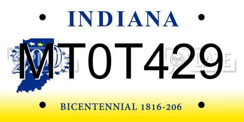 MT0T429 Indiana License Plate