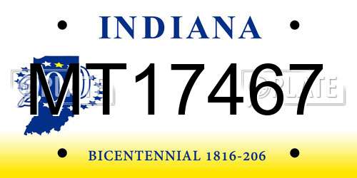 MT17467 Indiana License Plate