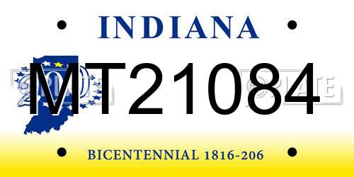 MT21084 Indiana License Plate