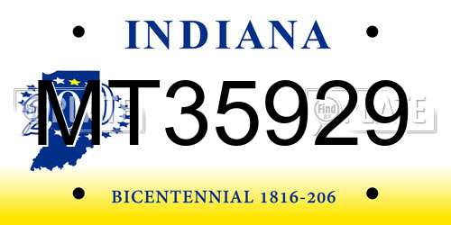 MT35929 Indiana License Plate