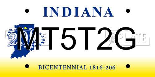 MT5T2G Indiana License Plate