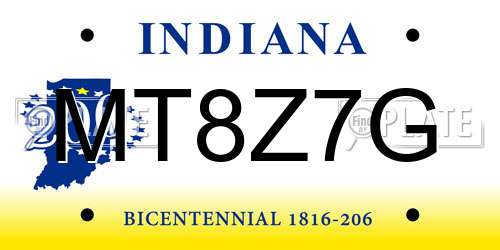 MT8Z7G Indiana License Plate