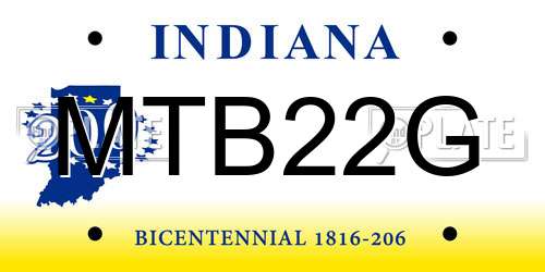 MTB22G Indiana License Plate