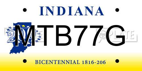 MTB77G Indiana License Plate