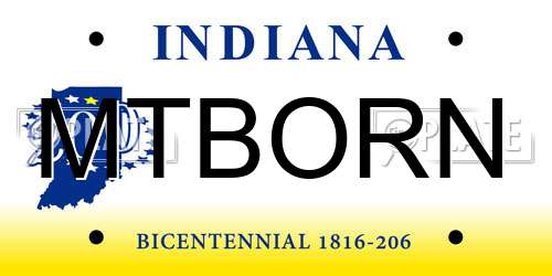 MTBORN Indiana License Plate