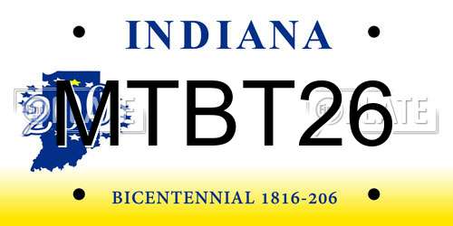 MTBT26 Indiana License Plate