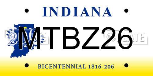 MTBZ26 Indiana License Plate