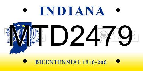 MTD2479 Indiana License Plate