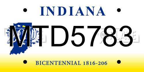 MTD5783 Indiana License Plate