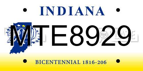 MTE8929 Indiana License Plate