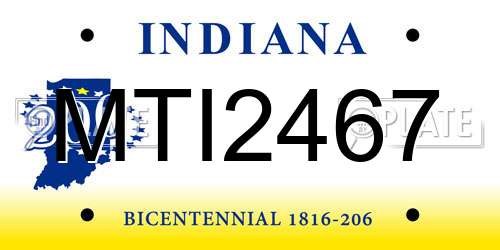 MTI2467 Indiana License Plate