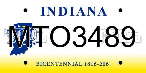 MTO3489 Indiana License Plate