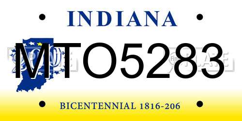 MTO5283 Indiana License Plate