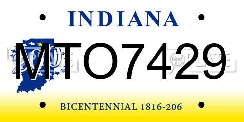 MTO7429 Indiana License Plate