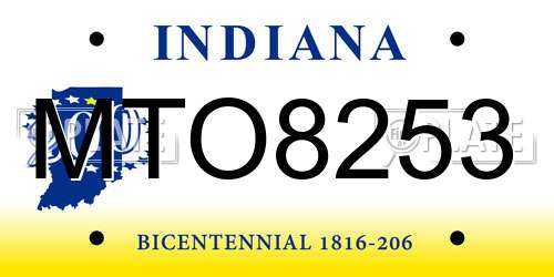 MTO8253 Indiana License Plate